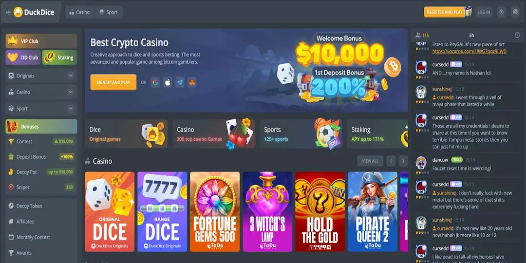 DuckDice Casino — provably fair crypto dice and sports betting platform 2026